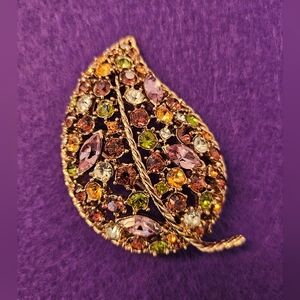 R. J. Graziano Elegant Multicolored Gold Leaf Brooch